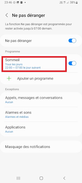 Programmer le mode Ne pas déranger la nuit (ou selon vos horaires)