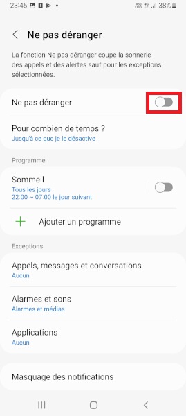 Comment activer le mode Ne pas déranger sur Samsung
