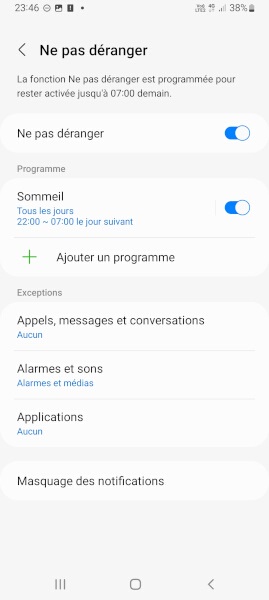 Programmer le mode Ne pas déranger la nuit (ou selon vos horaires)
