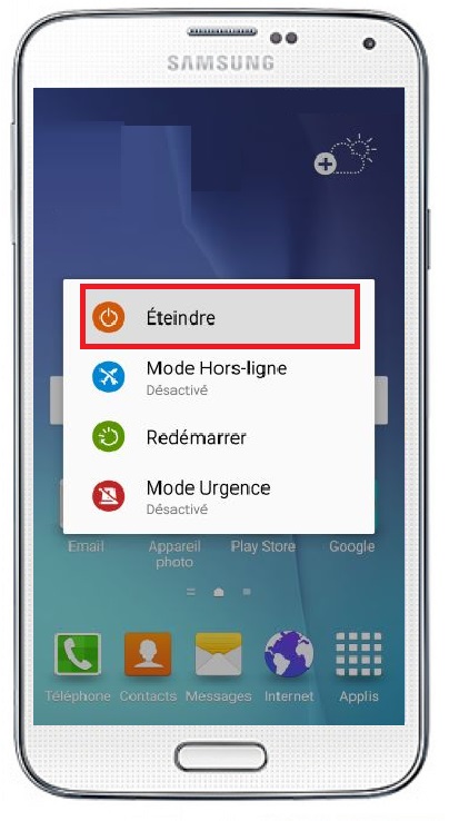 Comment éteindre le Samsung Galaxy S5 ?