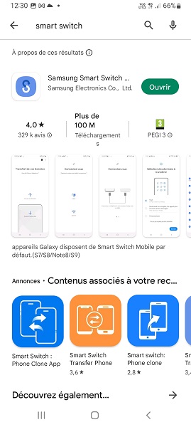 Installer Smart Switch sur les deux téléphones