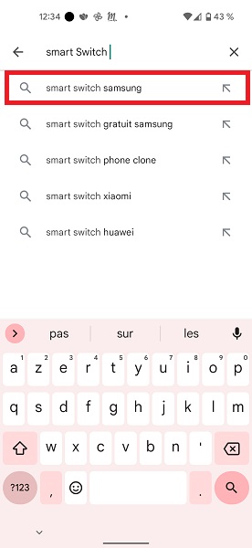Installer Smart Switch sur les deux téléphones