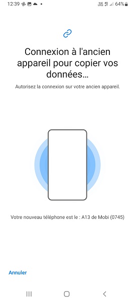 Choisir les données et lancer le transfert