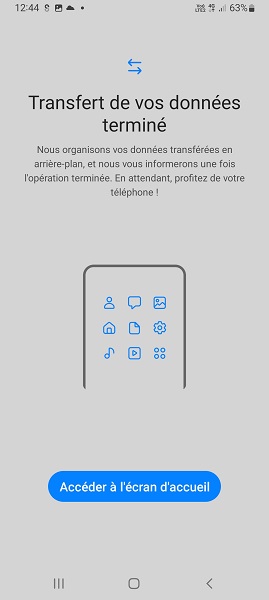Choisir les données et lancer le transfert