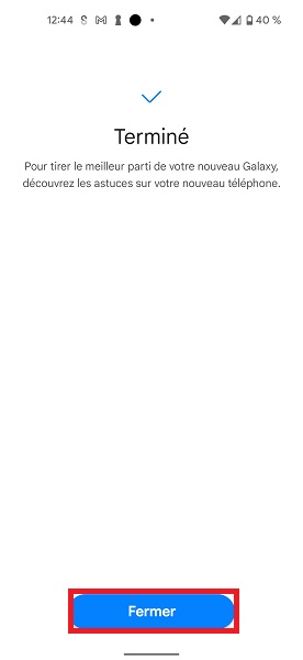 Choisir les données et lancer le transfert