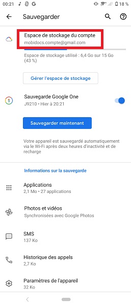 Activer la sauvegarde Google Drive sur Xperia