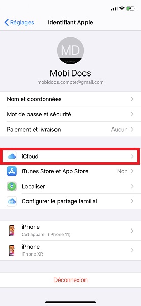 Sauvegarder ses données (iCloud)