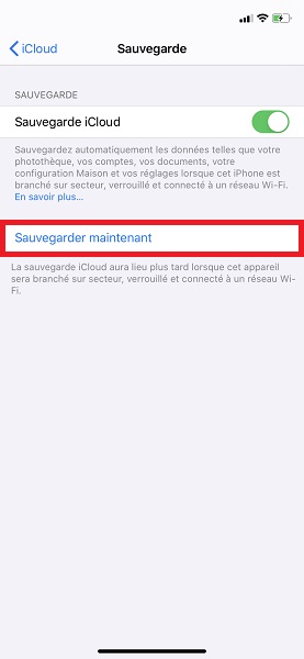 Sauvegarder ses données (iCloud)