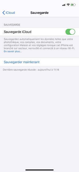 Sauvegarder ses données (iCloud)