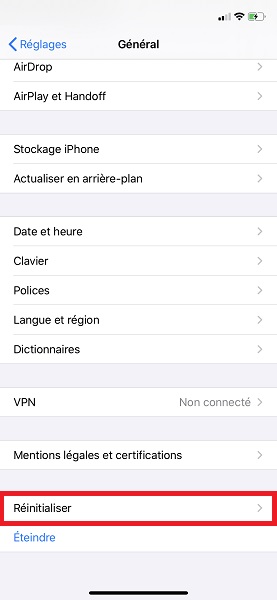 Effacer le contenu et réglages