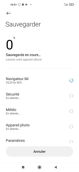 Créer une sauvegarde locale du Xiaomi