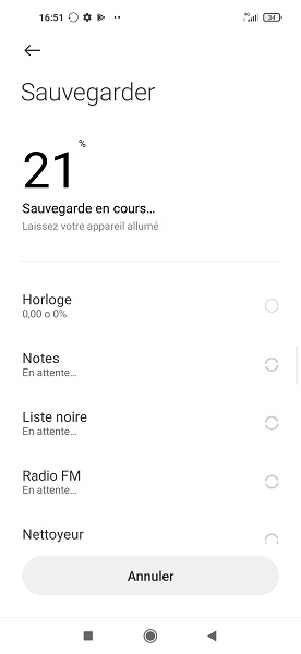 Créer une sauvegarde locale du Xiaomi