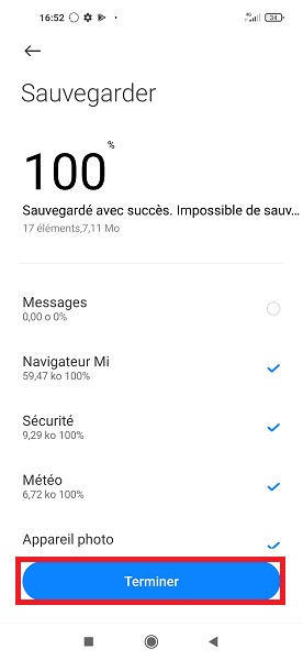 Créer une sauvegarde locale du Xiaomi