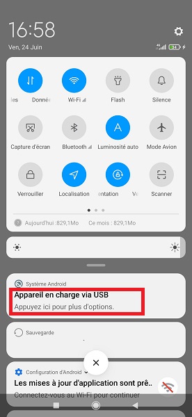 Copier la sauvegarde sur PC par câble USB