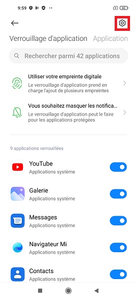 Choisir les applications à verrouiller