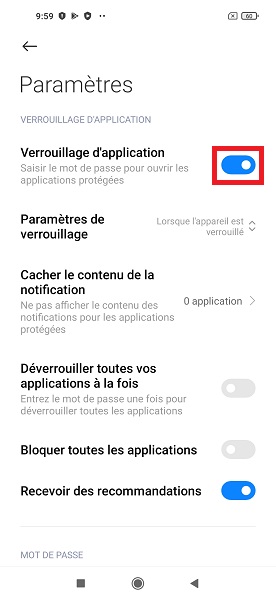 Choisir les applications à verrouiller