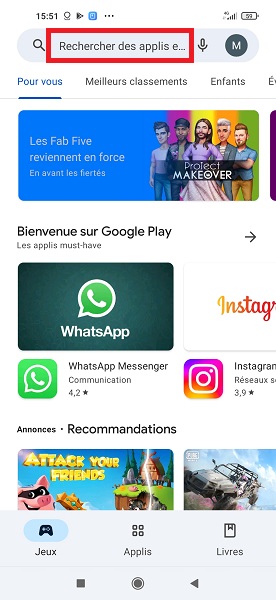 Connecter les deux smartphones