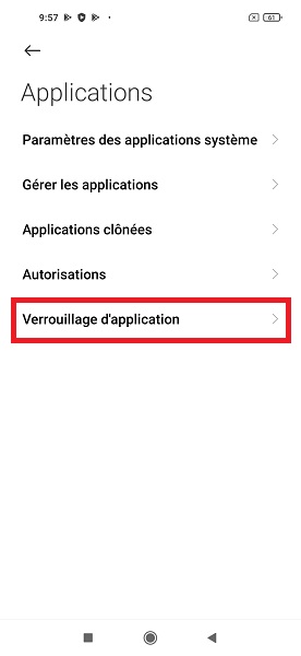 Activer le verrouillage des applications