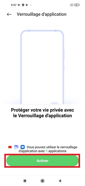 Activer le verrouillage des applications