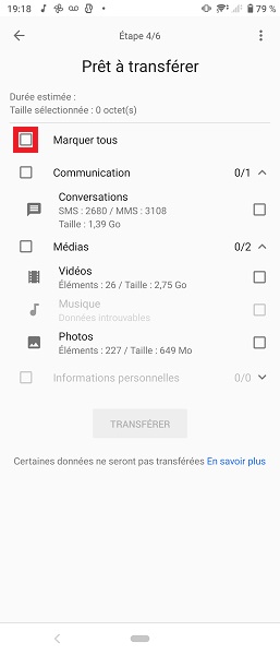 Que faire si le transfert ne démarre pas