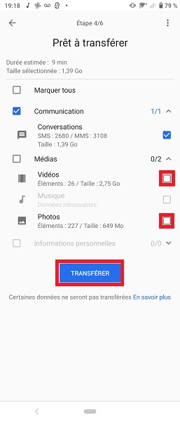 Que faire si le transfert ne démarre pas